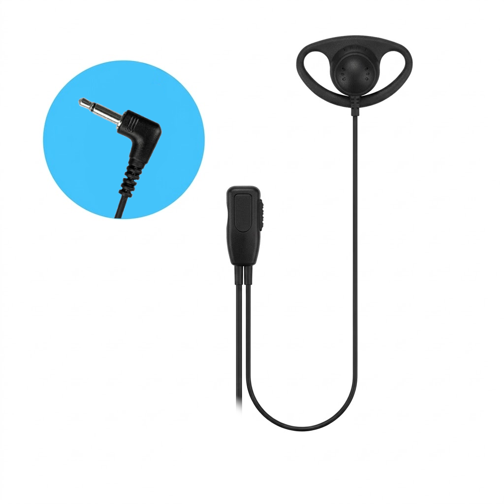 D Shape Earpiece with Inline PTT for Motorola TLKR T60, T80 Extreme, T82, XT180, XT185 -