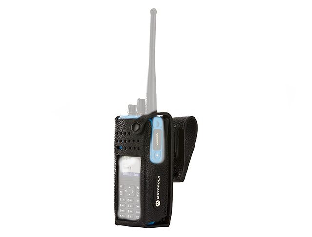 Motorola DP4801 Ex PMLN6097A Display Radio Hard Leather Carry Case with 2.5" Swivel Belt Loop