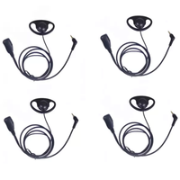 Multi 4 pack Motorola TLKR T62, XT180, XT185, T82 Extreme D Shaped Earpiece with Inline PTT