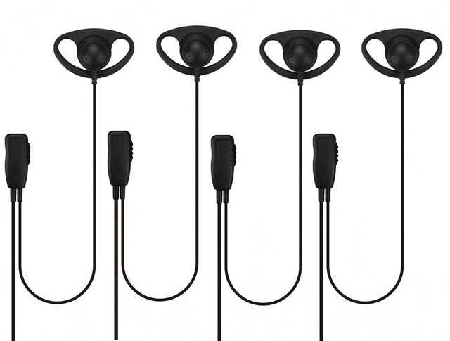 Quad Pack x4 D Shaped Earpiece with Inline PTT For Motorola XT420 & XT460 & R2 & DP1400