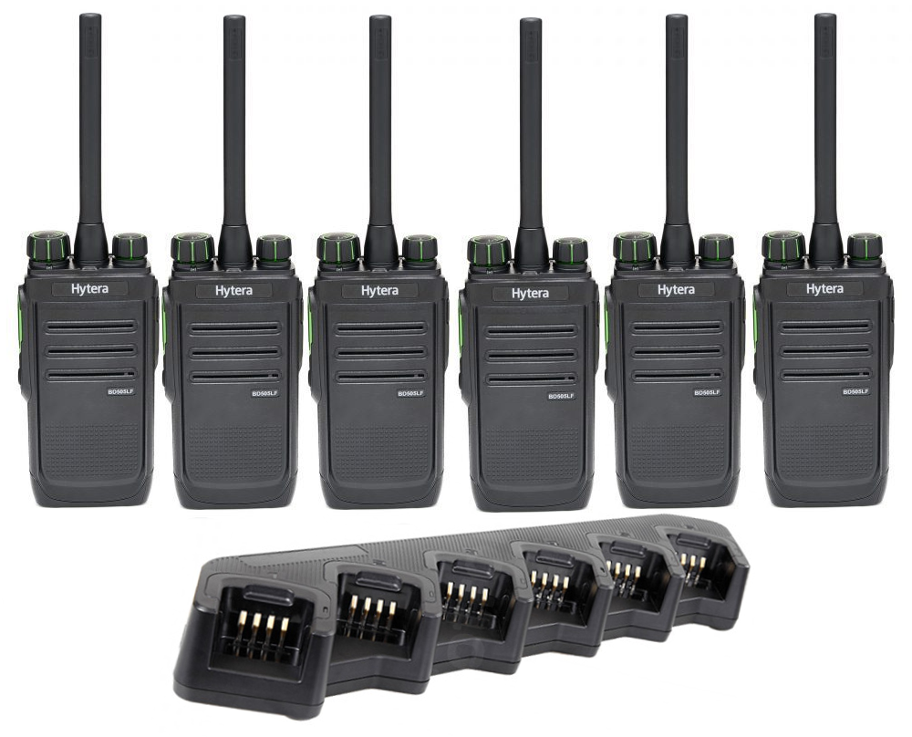 Hytera BD505LF Licence Free Digital Two Way Radio (Mult Charger) -  Six Pack