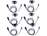 Multi 6 pack Motorola TLKR T62, XT180, XT185 & T82 Extreme  D Shaped Earpiece with Inline PTT