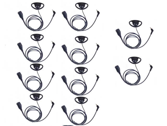 Multi 10 pack Motorola TLKR T60, XT180, XT185,  T82 - D Shaped Earpiece with Inline PTT